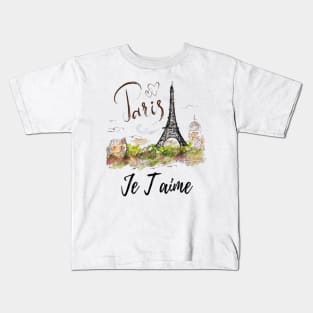 Eiffel Tower Paris Shirt Vintage I Love Paris France Kids T-Shirt